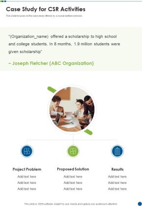 Case Study For CSR Activities One Pager Sample Example Document Slide01