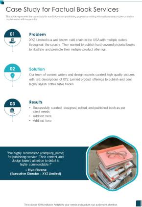 Case Study For Factual Book Services One Pager Sample Example Document Slide01