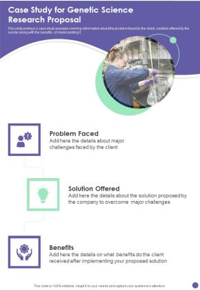 Case Study For Genetic Science Research Proposal One Pager Sample Example Document Slide01