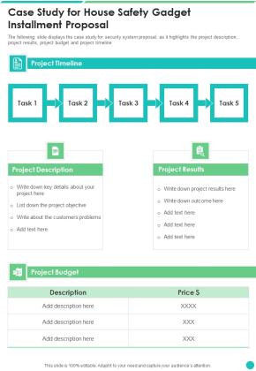 Case Study For House Safety Gadget Installment Proposal One Pager Sample Example Document Slide01