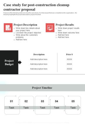 Case Study For Post Construction Cleanup Contractor Proposal One Pager Sample Example Document Slide01