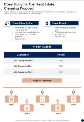 Case Study For Post Real Estate Cleaning Proposal One Pager Sample Example Document Slide01
