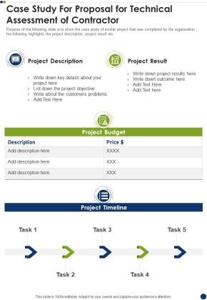 Case Study For Proposal For Technical Assessment Of Contractor One Pager Sample Example Document Slide01