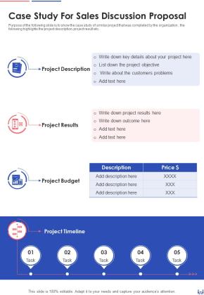 Case Study For Sales Discussion Proposal One Pager Sample Example Document Slide01
