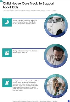 Child House Care Truck To Support Local Kids One Pager Sample Example Document Slide01