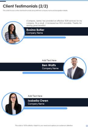Client Testimonials Proposal For Data Analysis In Research Project One Pager Sample Example Document Slide02