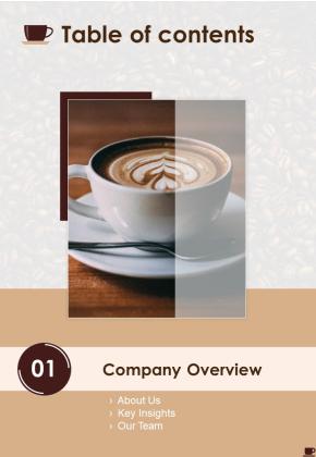 Coffee House Market Analysis Proposal Table Of Contents One Pager Sample Example Document Slide01