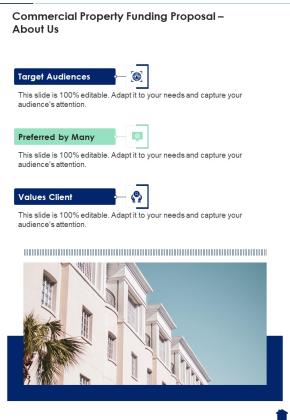Commercial Property Funding Proposal About Us One Pager Sample Example Document Slide01