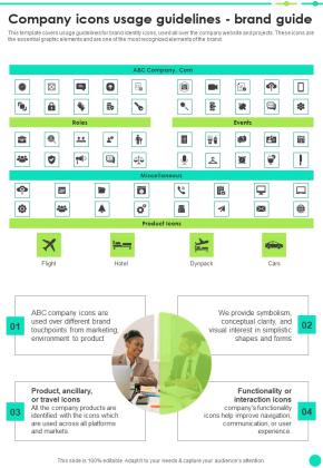Company Icons Usage Guidelines Brand Guide One Pager Sample Example Document Slide01