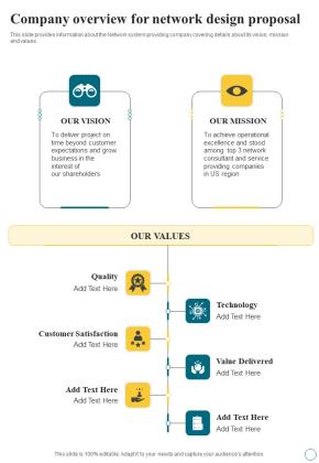 Company Overview For Network Design Proposal One Pager Sample Example Document Slide01