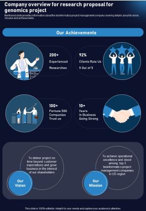 Company Overview For Research Proposal For Genomics Project One Pager Sample Example Document Slide01