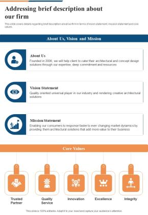 Concept Design And Development Proposal Addressing Brief One Pager Sample Example Document Slide01