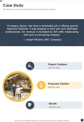 Construction Inspection Proposal Case Study One Pager Sample Example Document Slide01