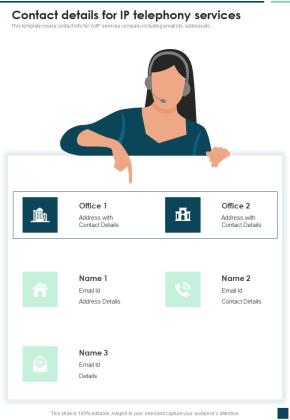 Contact Details For IP Telephony Services One Pager Sample Example Document Slide01