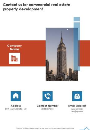 Contact Us For Commercial Real Estate Property Development One Pager Sample Example Document Slide01