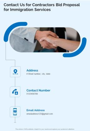 Contact Us For Contractors Bid Proposal For Immigration Services One Pager Sample Example Document Slide01