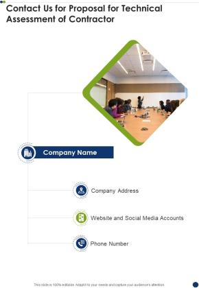 Contact Us For Proposal For Technical Assessment Of Contractor One Pager Sample Example Document Slide01