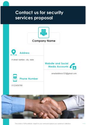 Contact Us For Security Services Proposal One Pager Sample Example Document Slide01