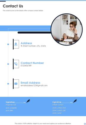 Contact Us Proposal For Data Analysis In Research Project One Pager Sample Example Document Slide01