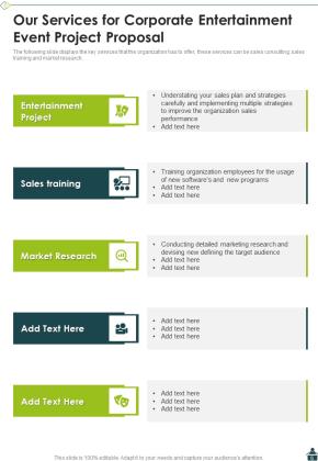 Corporate Entertainment Event Project Proposal Example Document Report Doc Pdf Ppt Slide06
