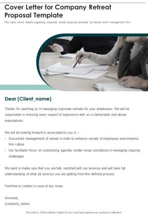 Cover Letter For Company Retreat Proposal Template One Pager Sample Example Document Slide01