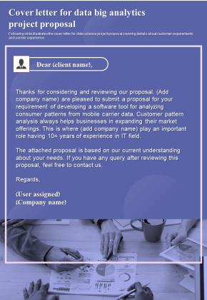 Cover Letter For Data Big Analytics Project Proposal One Pager Sample Example Document Slide01