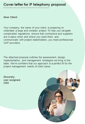 Cover Letter For IP Telephony Proposal One Pager Sample Example Document Slide01