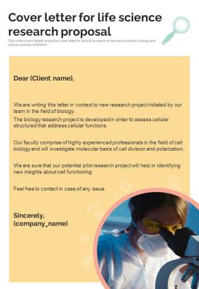 Cover Letter For Life Science Research Proposal One Pager Sample Example Document Slide01