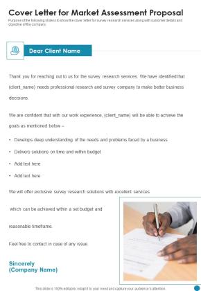 Cover Letter For Market Assessment Proposal One Pager Sample Example Document Slide01