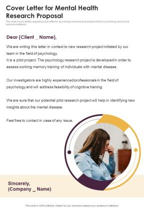 Cover Letter For Mental Health Research Proposal One Pager Sample Example Document Slide01