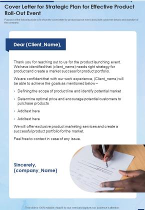 Cover Letter For Strategic Plan For Effective Product Roll Out Event One Pager Sample Example Document Slide01