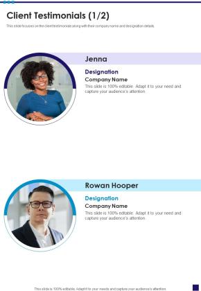 Data Hub Services Proposal Client Testimonials One Pager Sample Example Document Slide01