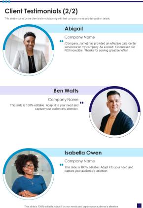 Data Hub Services Proposal Client Testimonials One Pager Sample Example Document Slide02