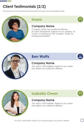 Debt Management Process Research Proposal Client Testimonials One Pager Sample Example Document Slide02