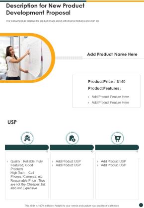 Description For New Product Development Proposal One Pager Sample Example Document Slide01