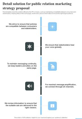 Detail Solution For Public Relation Marketing Strategy Proposal One Pager Sample Example Document Slide01