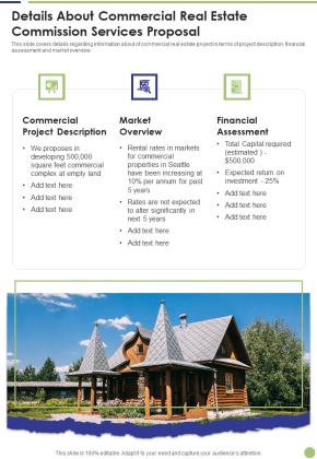 Details About Commercial Real Estate Commission Services Proposal One Pager Sample Example Document Slide01