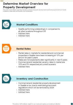 Determine Market Overview For Property Development One Pager Sample Example Document Slide01