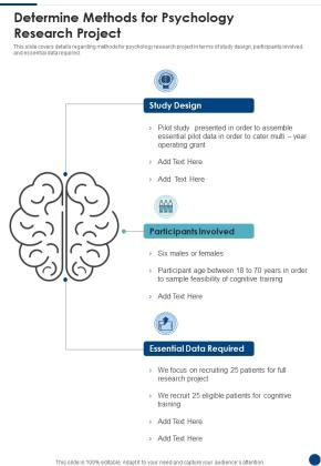 Determine Methods For Psychology Research Project One Pager Sample Example Document Slide01