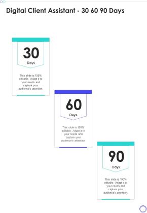 Digital Client Assistant 30 60 90 Days One Pager Sample Example Document Slide01