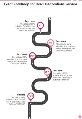Event Roadmap For Floral Decorations Service One Pager Sample Example Document Slide01