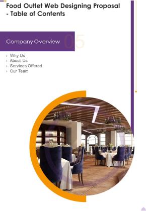 Food Outlet Web Designing Proposal Table Of Contents Slide6 One Pager Sample Example Document Slide01