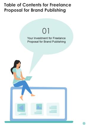 Freelance Proposal For Brand Publishing For Table Of Contents One Pager Sample Example Document Slide01