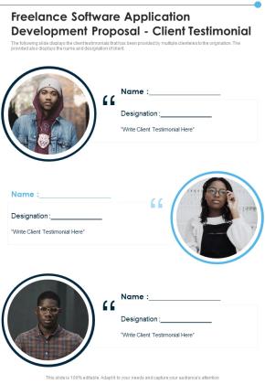 Freelance Software Application Development Proposal Client Testimonial One Pager Sample Example Document Slide01