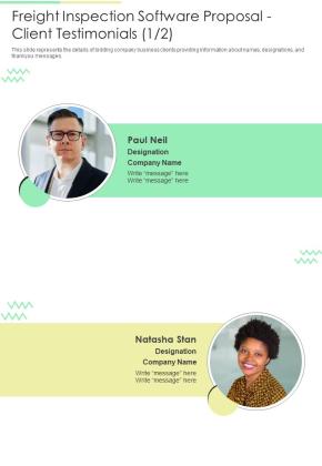 Freight Inspection Software Proposal Client Testimonials One Pager Sample Example Document Slide01