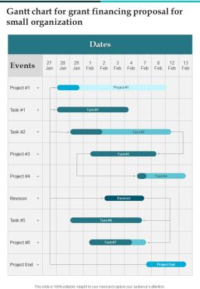 Gantt Chart For Grant Financing Proposal For Small Organization One Pager Sample Example Document Slide01
