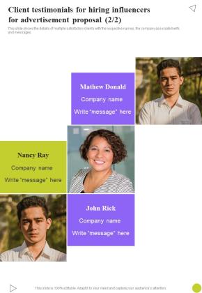 Hiring Influencers For Advertisement Proposal Example Document Report Doc Pdf Ppt Slide20