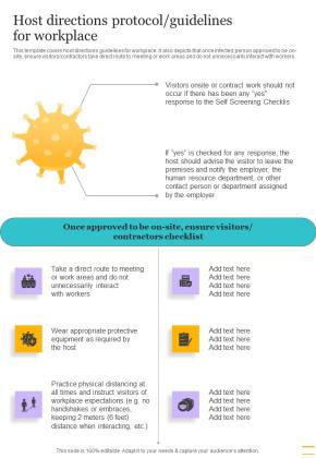 Host Directions Protocol Guidelines For Workplace One Pager Sample Example Document Slide01