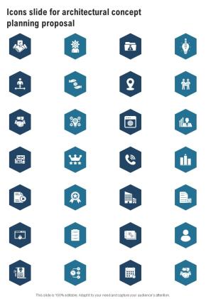 Icons Slide For Architectural Concept Planning Proposal One Pager Sample Example Document Slide01