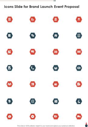 Icons Slide For Brand Launch Event Proposal One Pager Sample Example Document Slide01